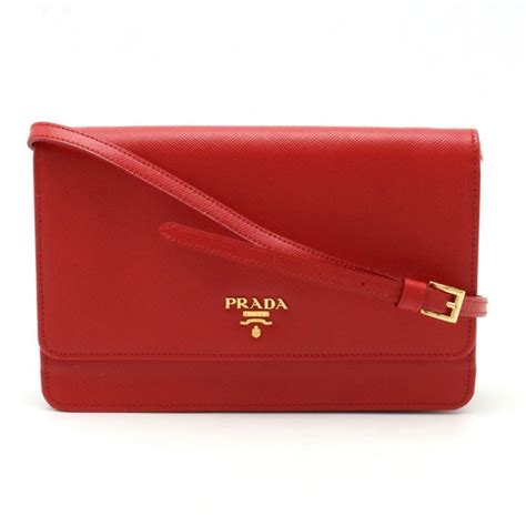 PRADA SAFFIANO METAL shoulder wallet, bag, clutch leather, red, 1M1361